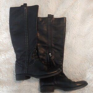 Sam Adelman Womens Black Tall Soft Penny Leather Boots 8